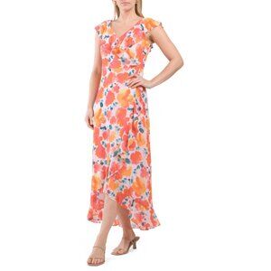 LONDON TIMES Blush Pink Ruffle Wrap Maxi Dress